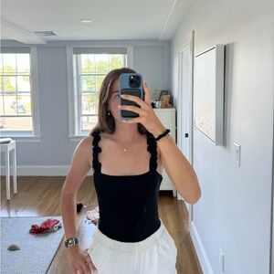 Ruffled Black Bodysuit